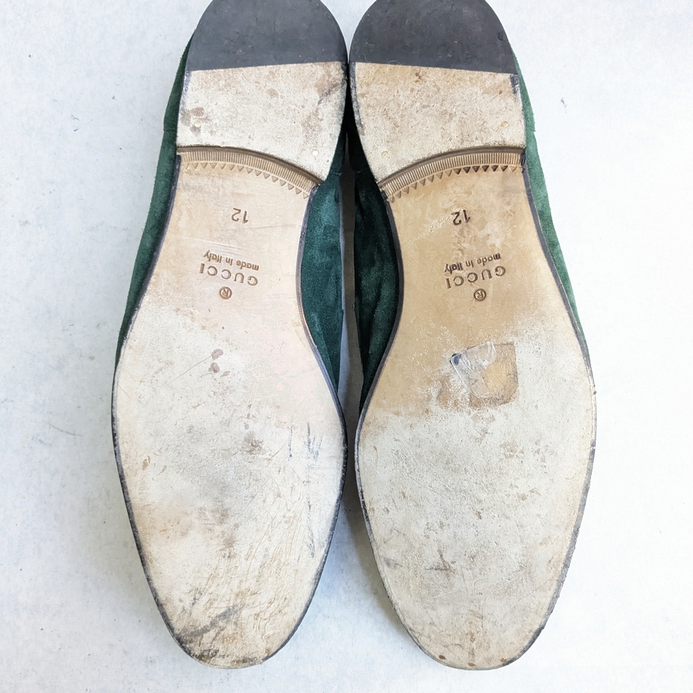 Green Horsebit Loafers Green Suede Men US 12.5 Slip On Leather - Picture 11 of 16